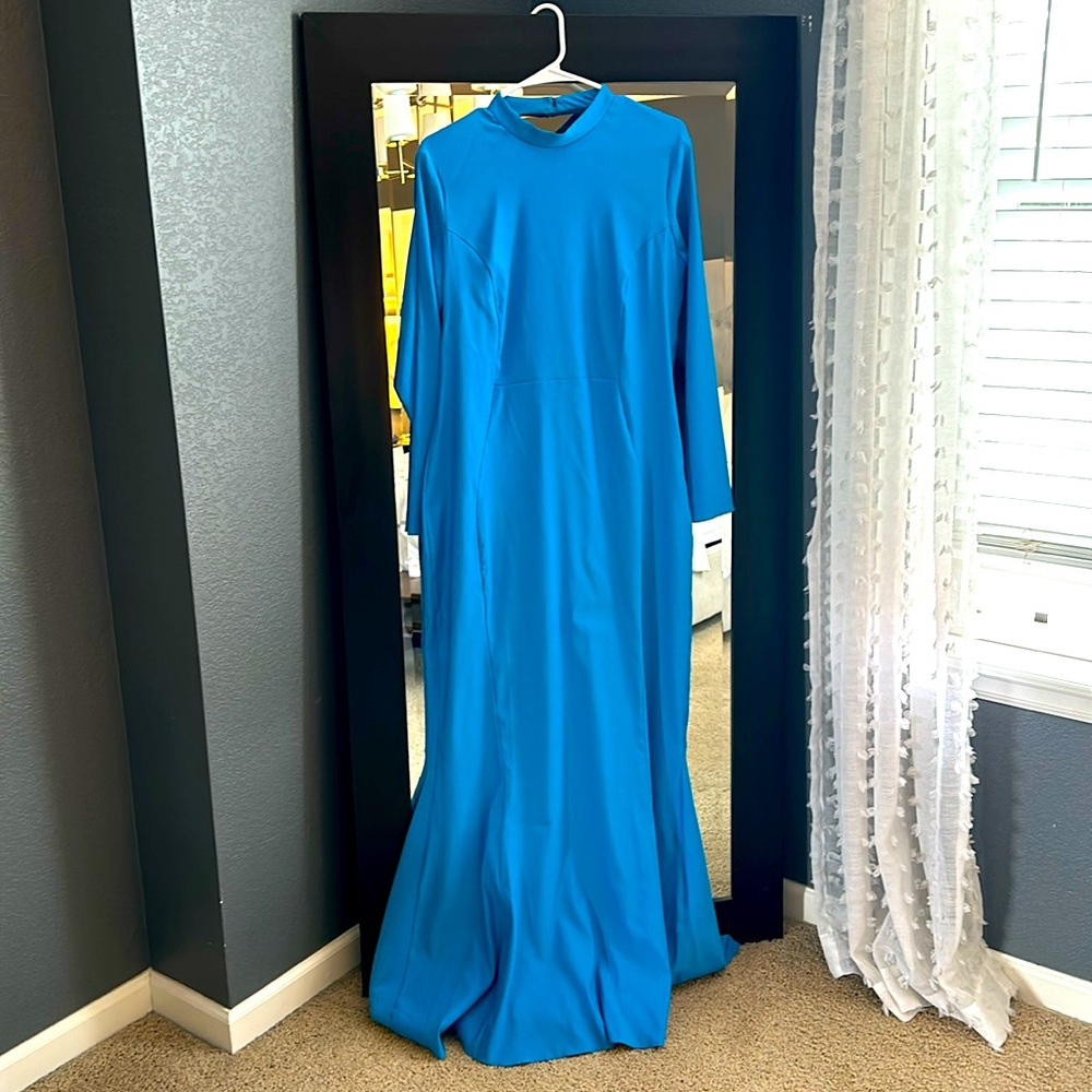 Backless stunner. Turquoise gown from ASOS